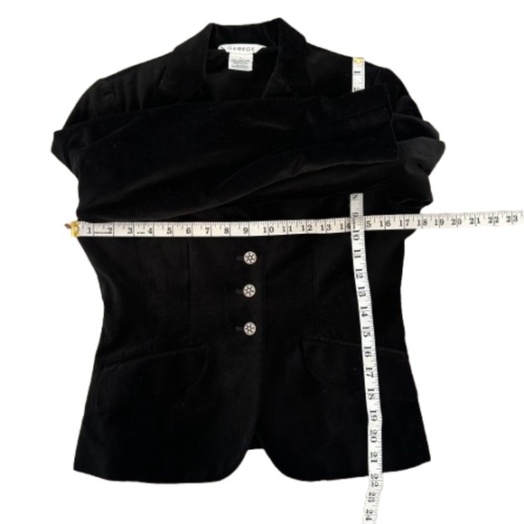 George Women's 4 Black Velvet Cotton Collared Sleeved Classic Blazer Jacket Top - Picture 10 of 15